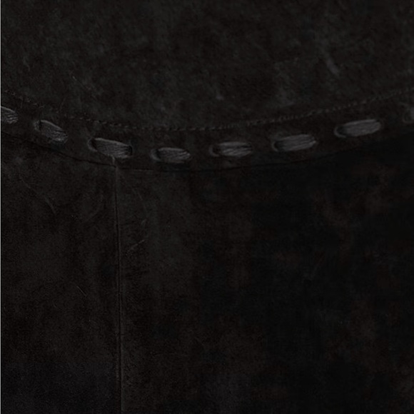 NWT SCULLY boho suede leather fringe midi wrap skirt in black size large - Picture 3 of 10